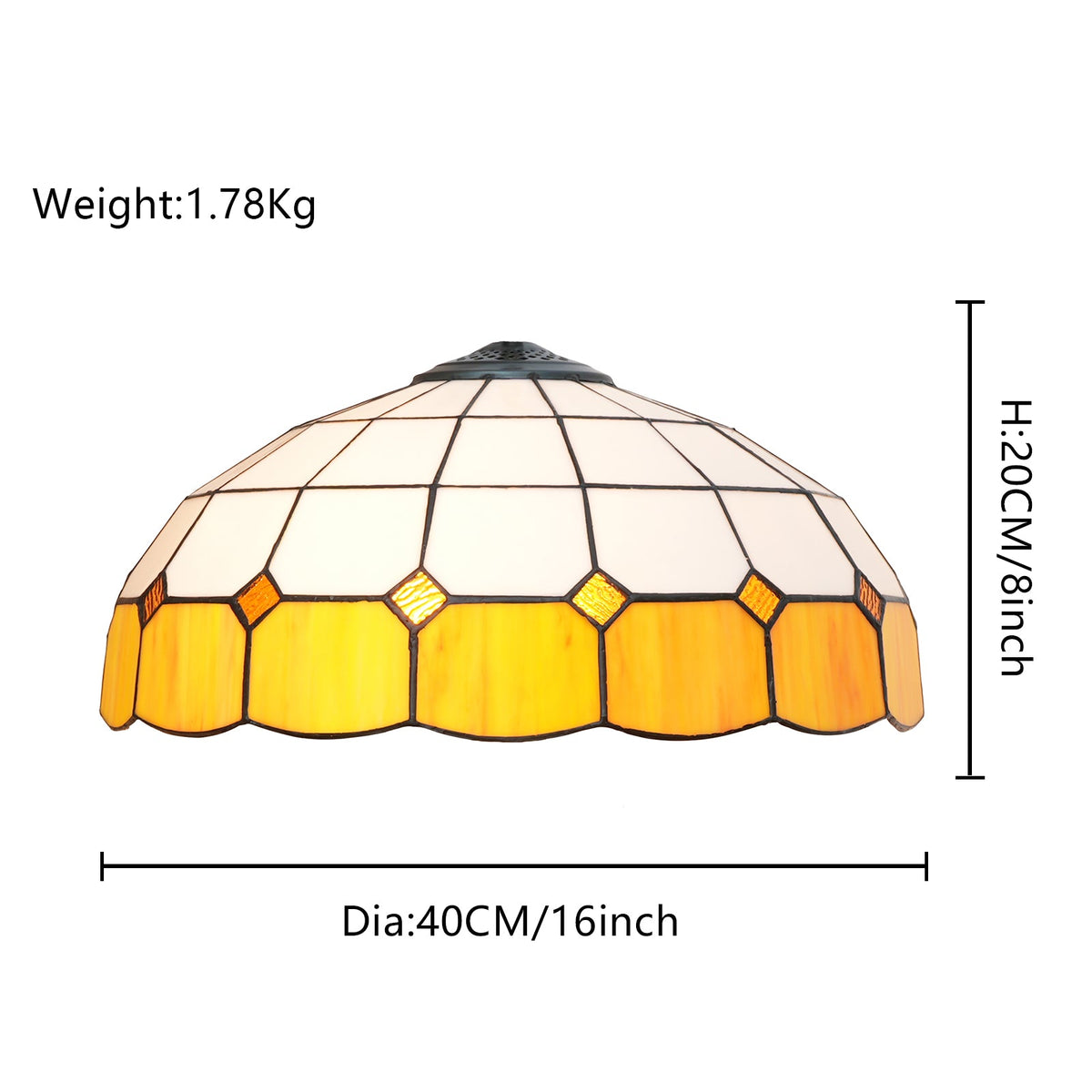 Art Deco White and Orange-Yellow Tinted Glass Lampshade