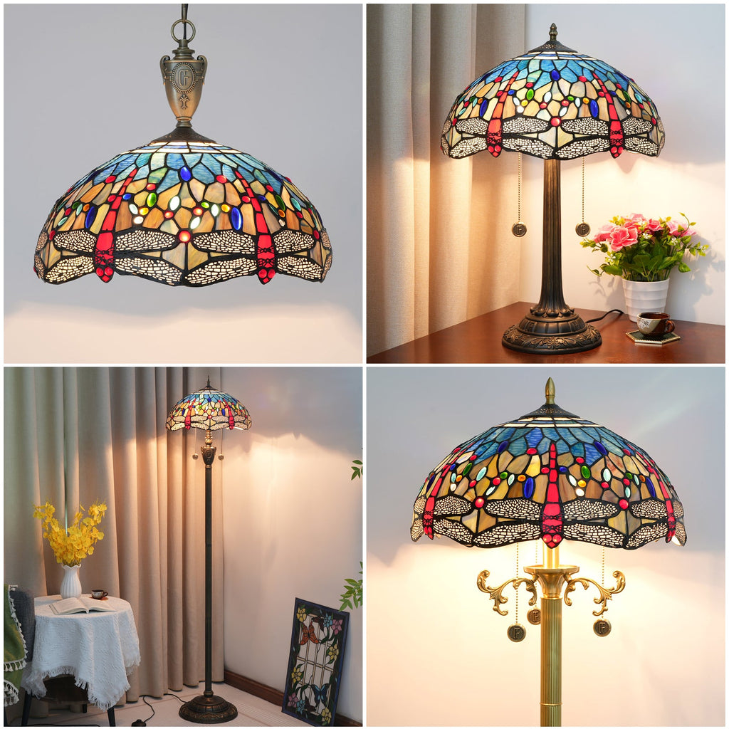Tiffany Style Dragonfly Stained Glass Lampshade