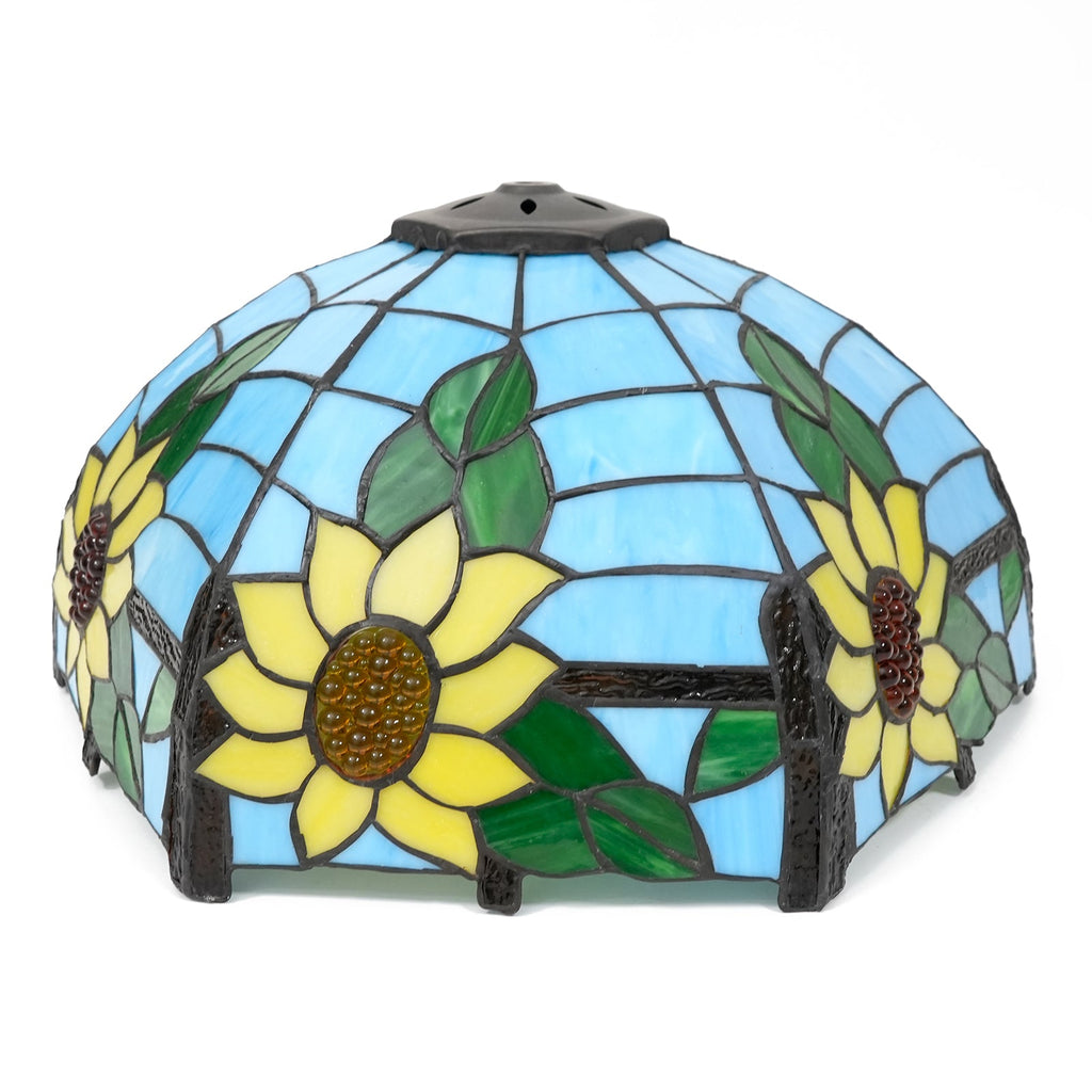 Tiffany stained glass lampshade with sunflowers