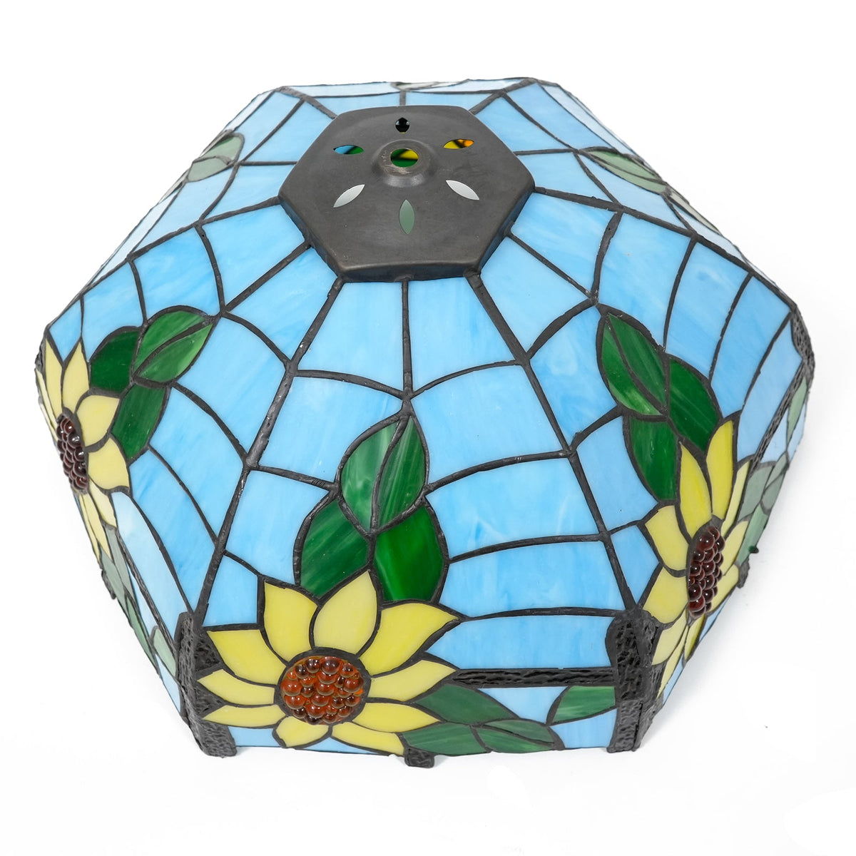 Tiffany stained glass lampshade with sunflowers