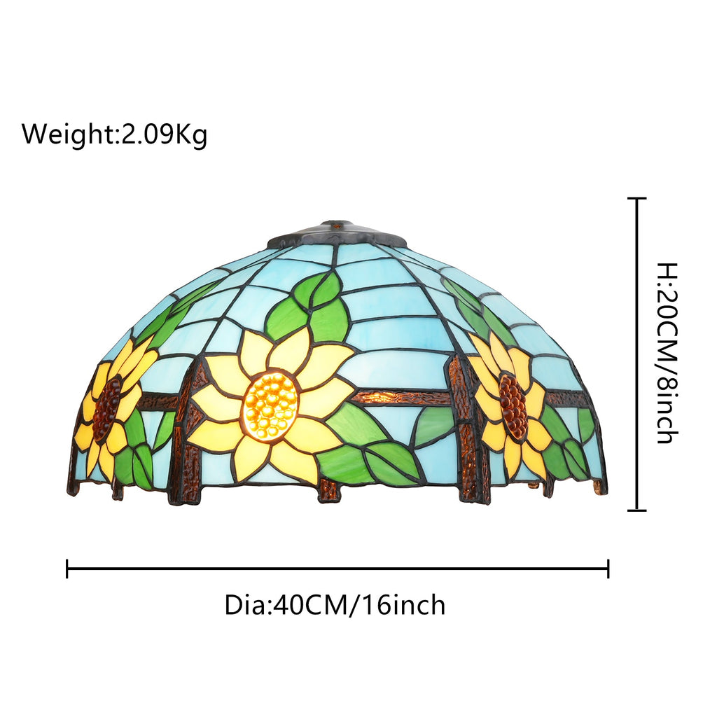 Tiffany stained glass lampshade with sunflowers