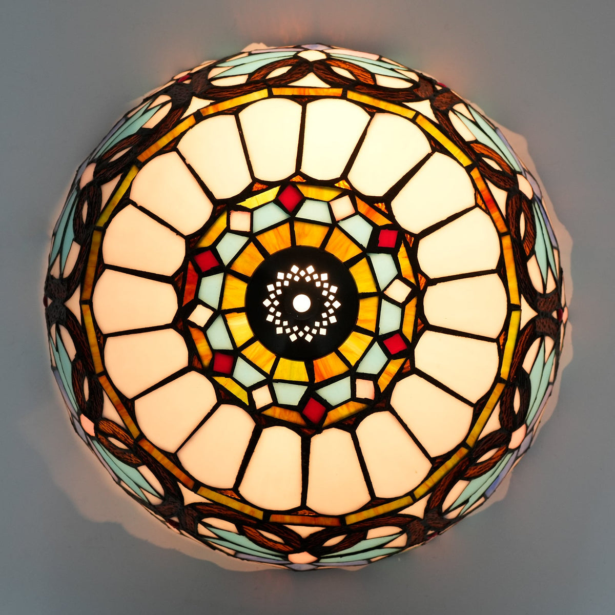 Multicolor stained glass lampshade in Tiffany style