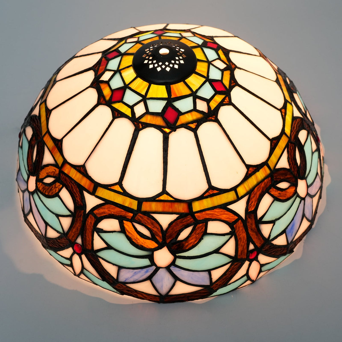 Multicolor stained glass lampshade in Tiffany style