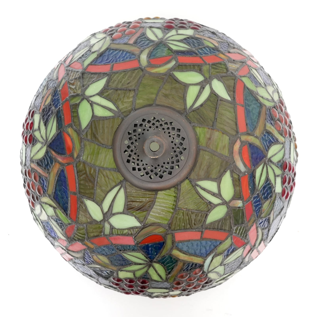 Tiffany-style lampshade in tinted glass with a grape motif