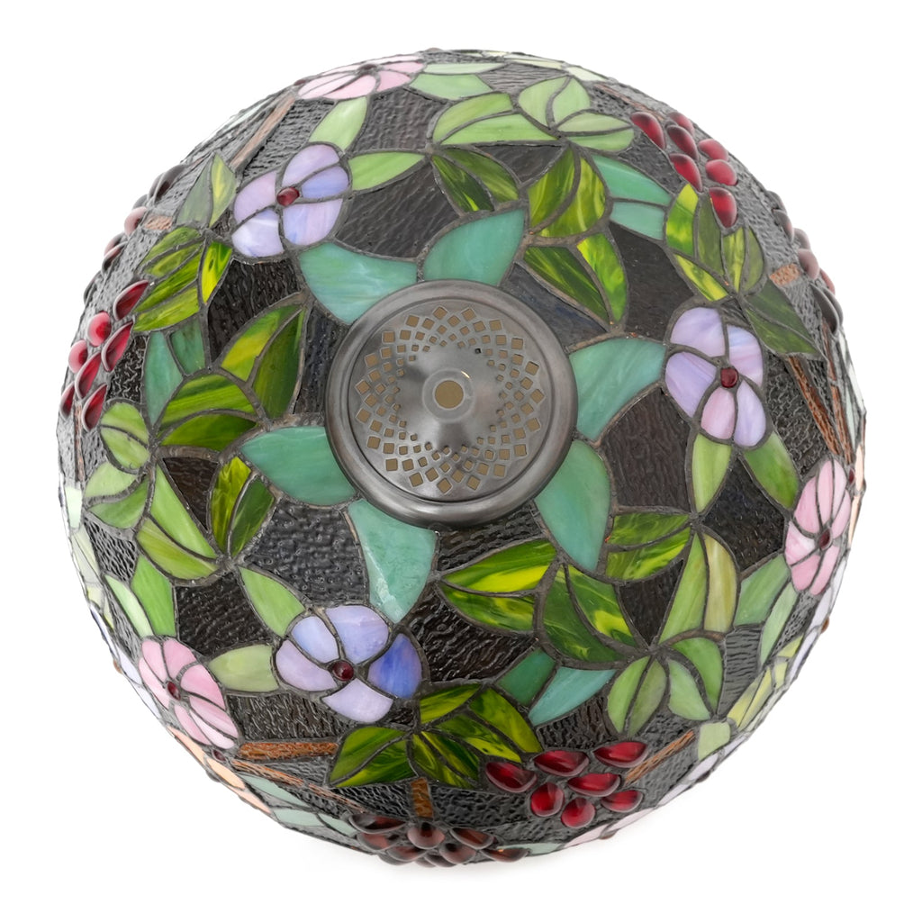 Tiffany-style stained glass lampshade with multicolored floral design