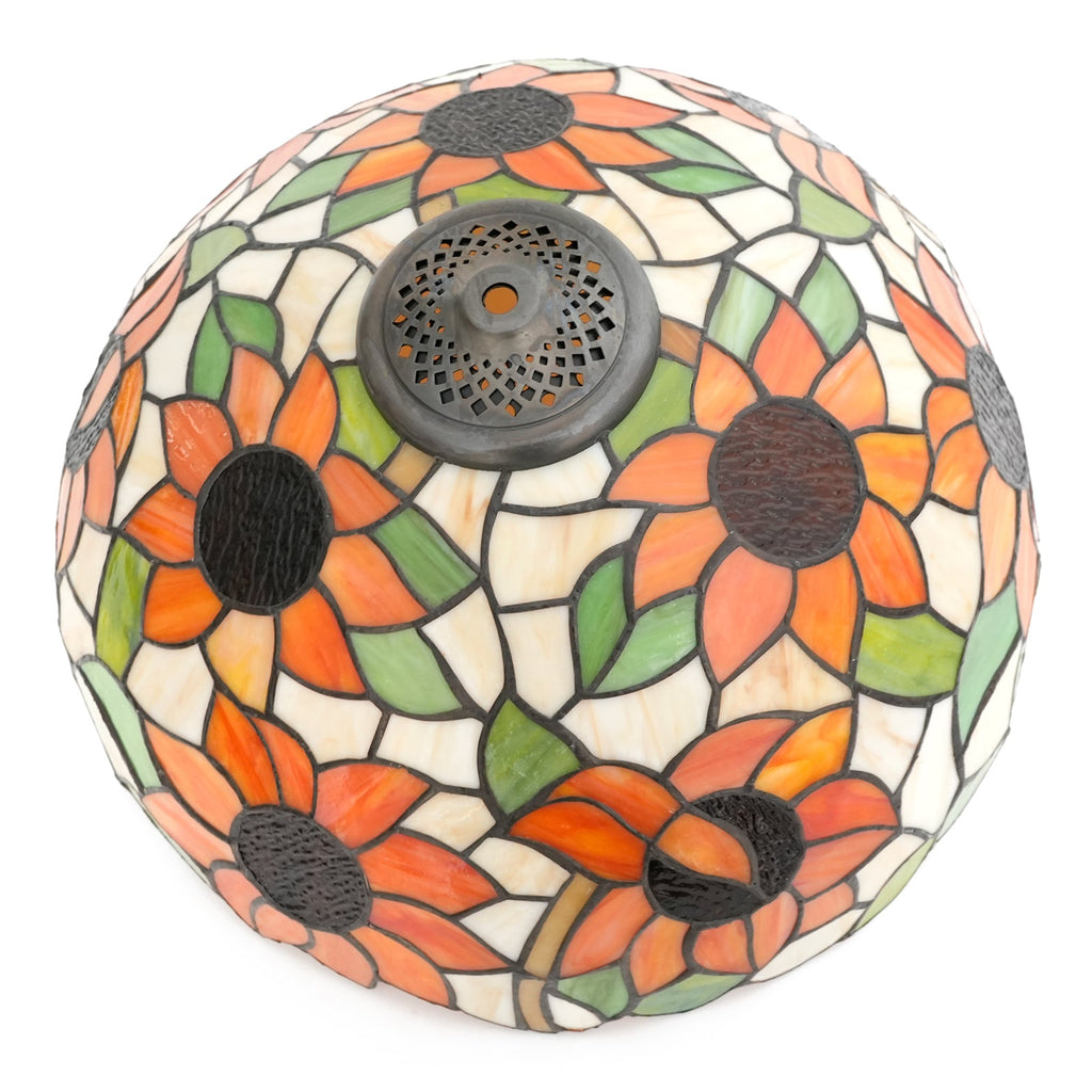 Tiffany-style stained glass lampshade with sunflowers