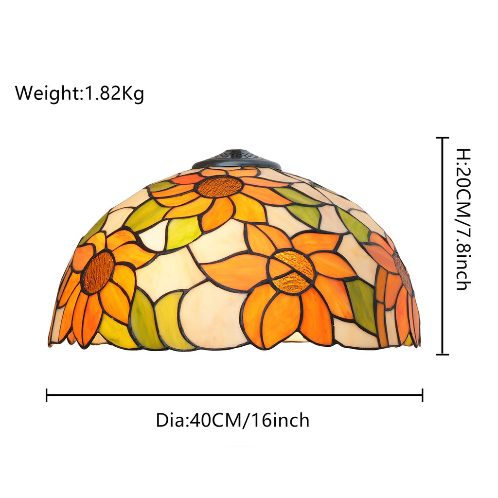 Tiffany-style stained glass lampshade with sunflowers