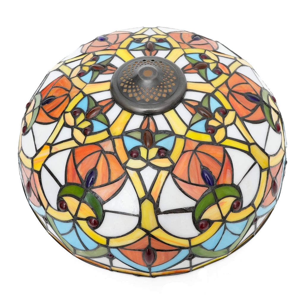 Tiffany-style stained glass lampshade with cabochons