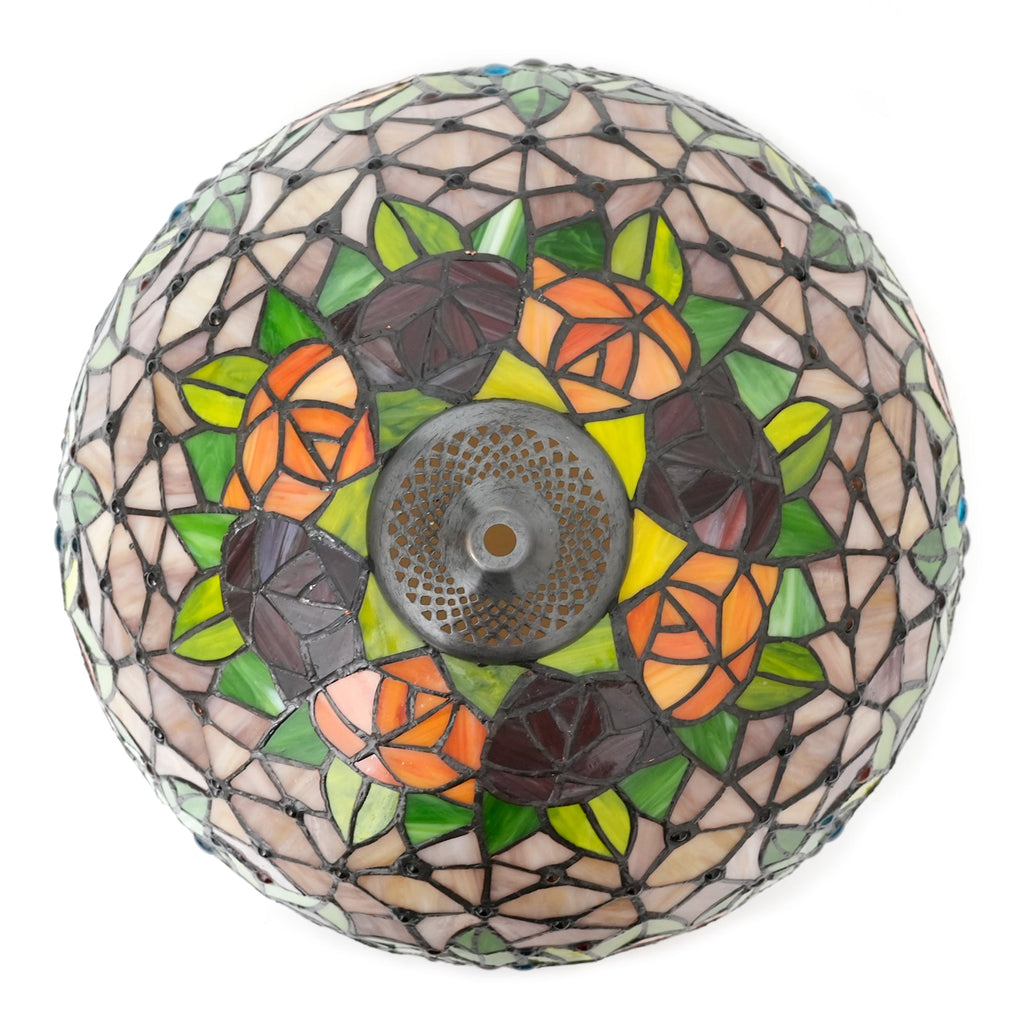 Tiffany Style Roses Tinted Glass Lampshade