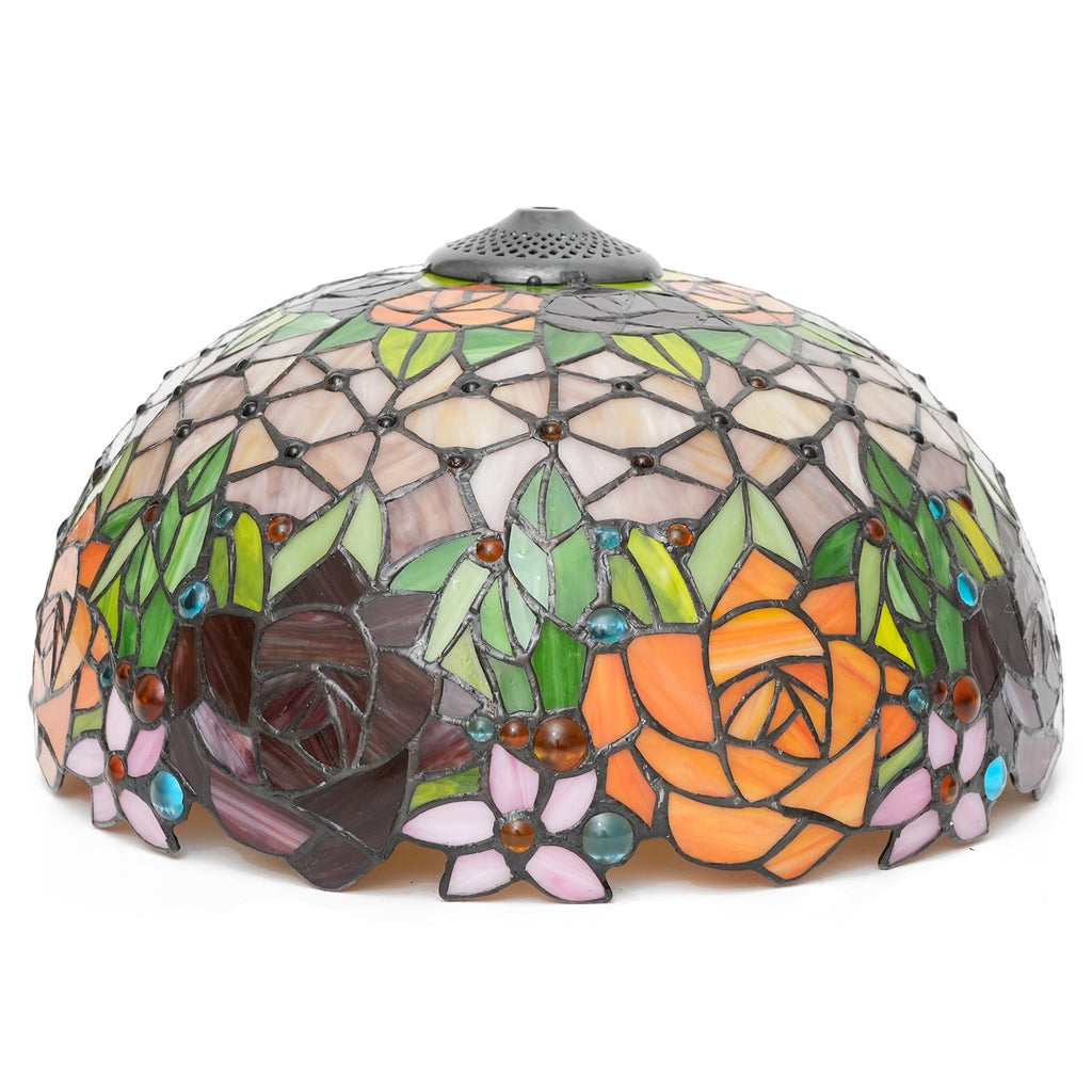 Tiffany Style Roses Tinted Glass Lampshade
