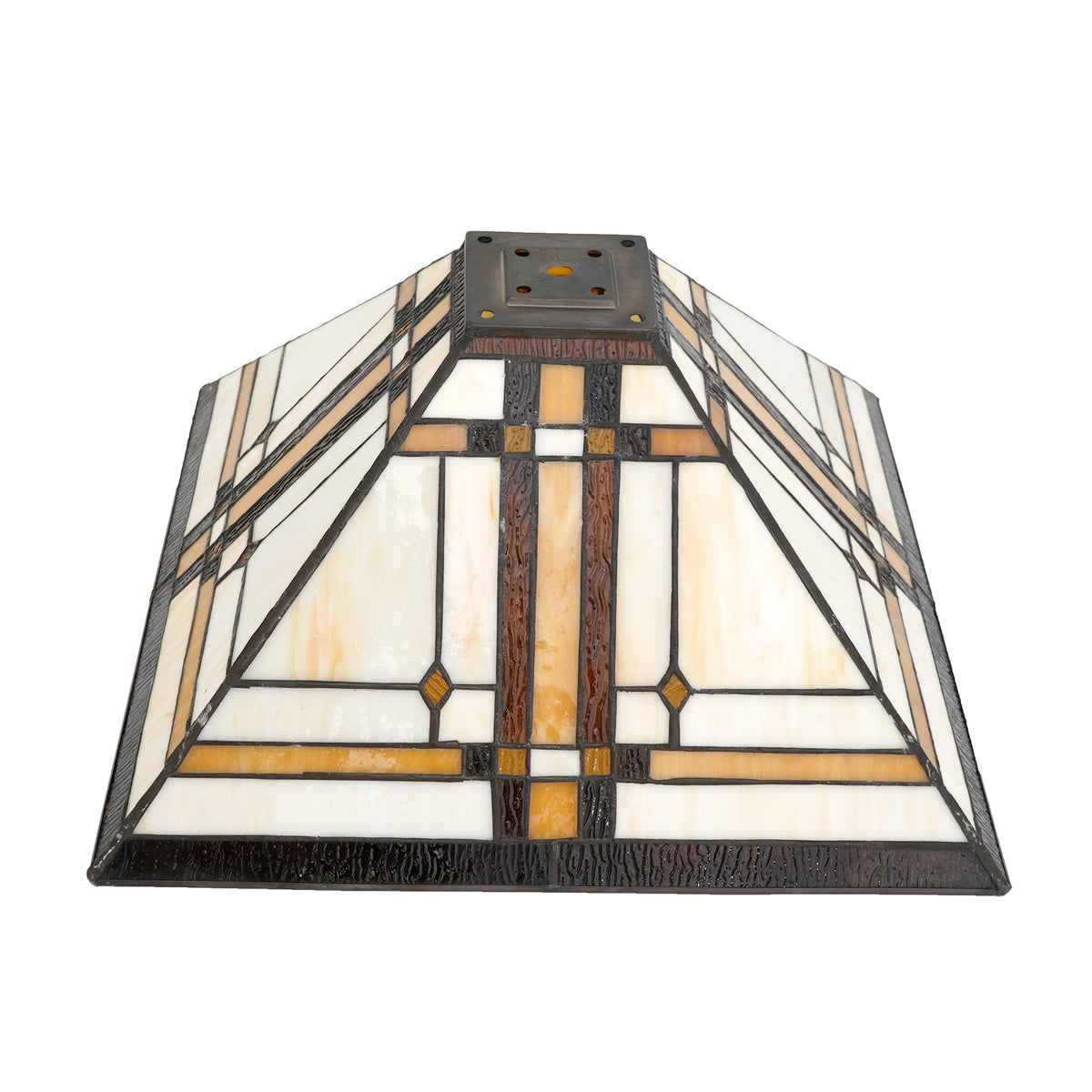 Pyramidal Lampshade in Tinted Glass, Tiffany Style