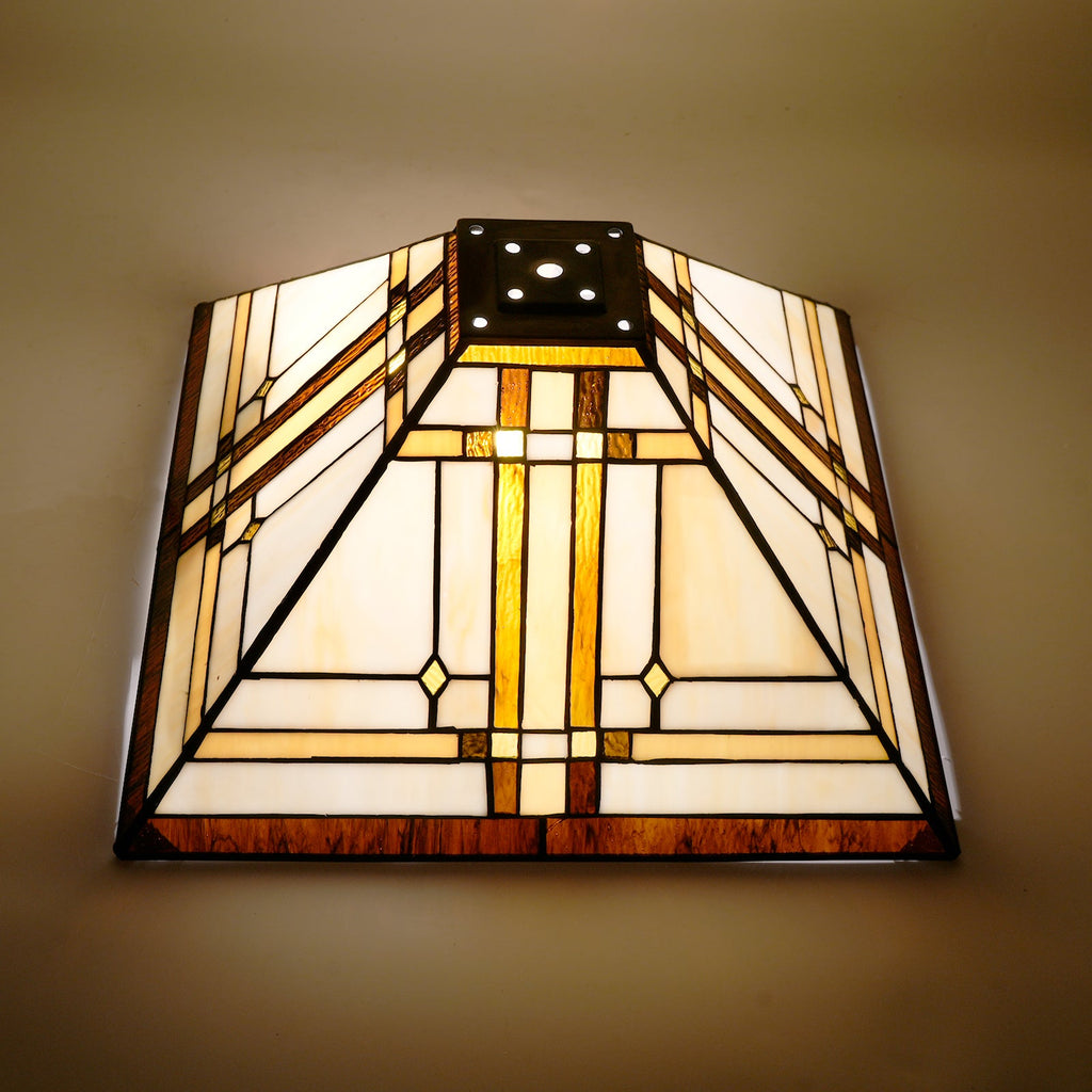 Pyramidal Lampshade in Tinted Glass, Tiffany Style