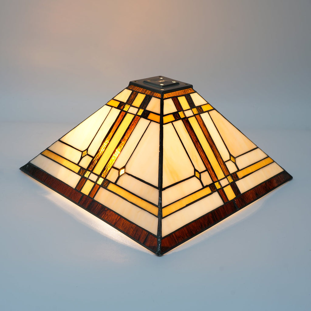 Pyramidal Lampshade in Tinted Glass, Tiffany Style