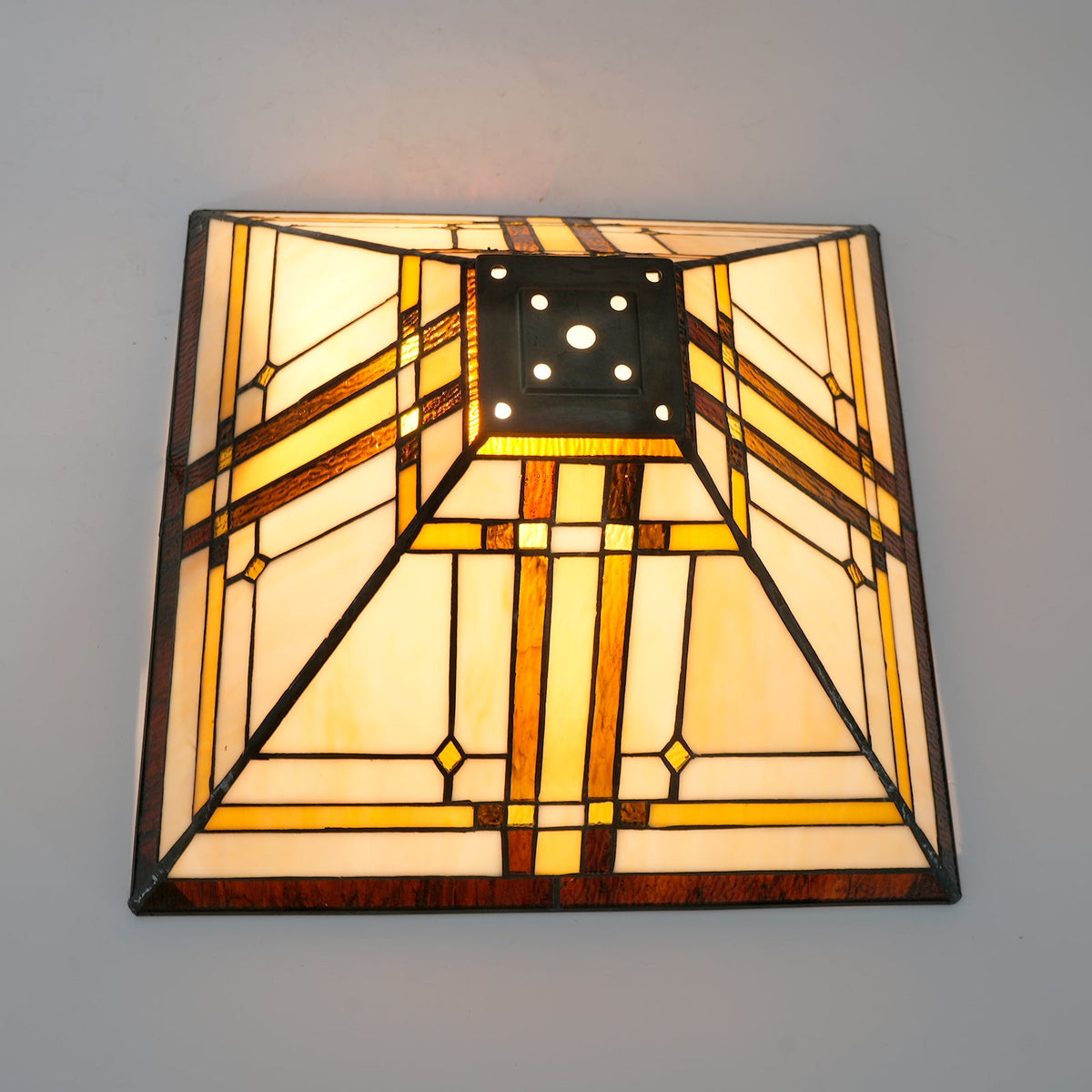 Pyramidal Lampshade in Tinted Glass, Tiffany Style