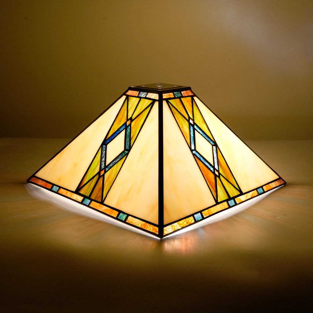 Art Deco ceiling light in amber-tinted glass