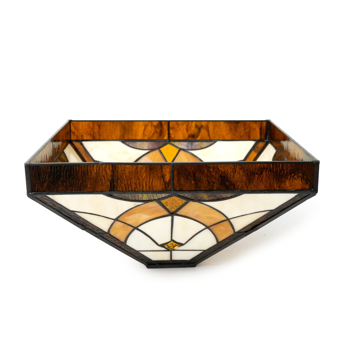 Geometric Amber and Cream Tinted Glass Lampshade