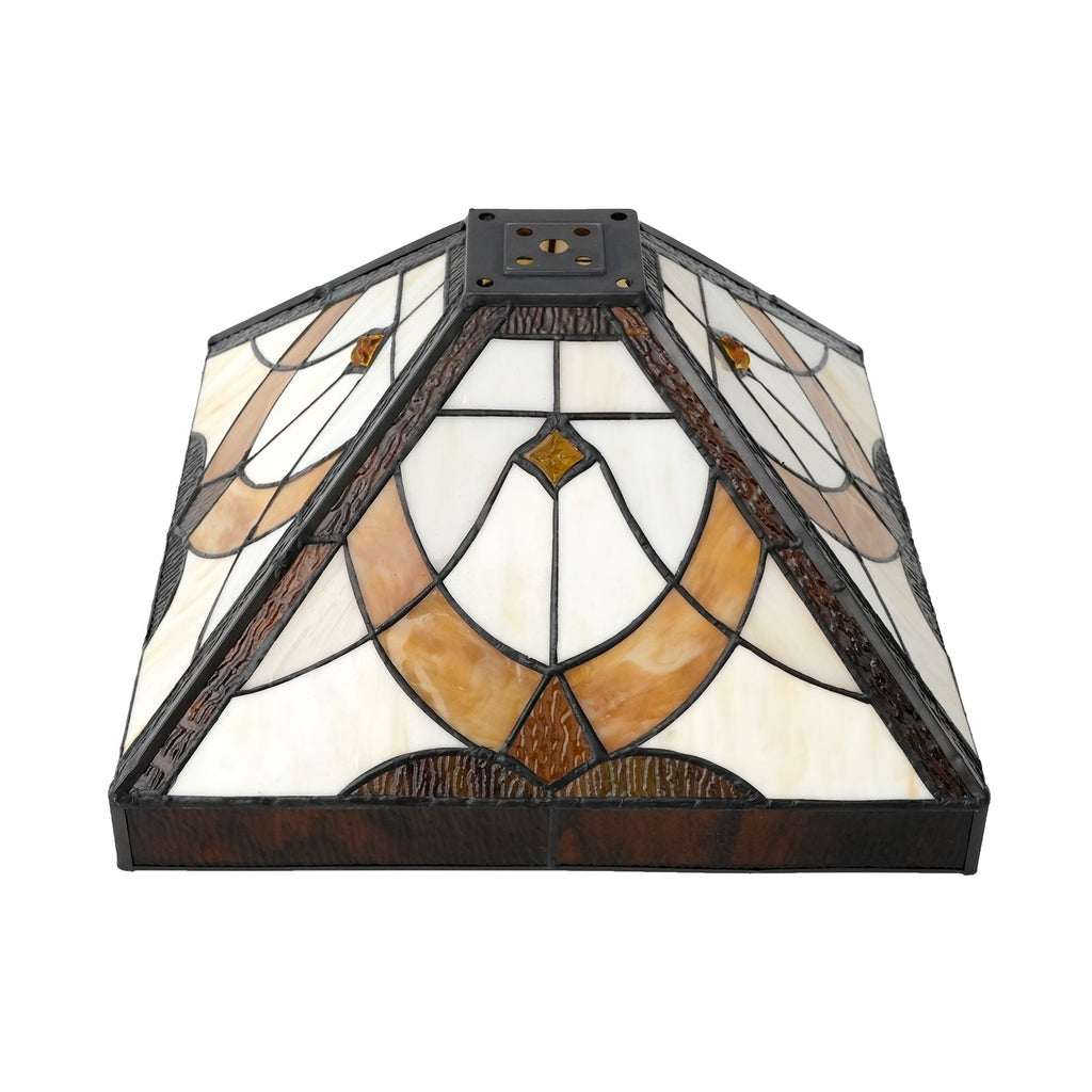 Geometric Amber and Cream Tinted Glass Lampshade