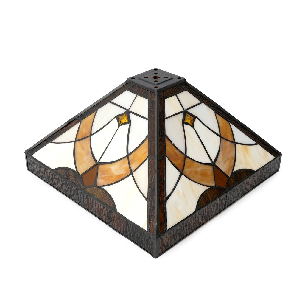 Geometric Amber and Cream Tinted Glass Lampshade