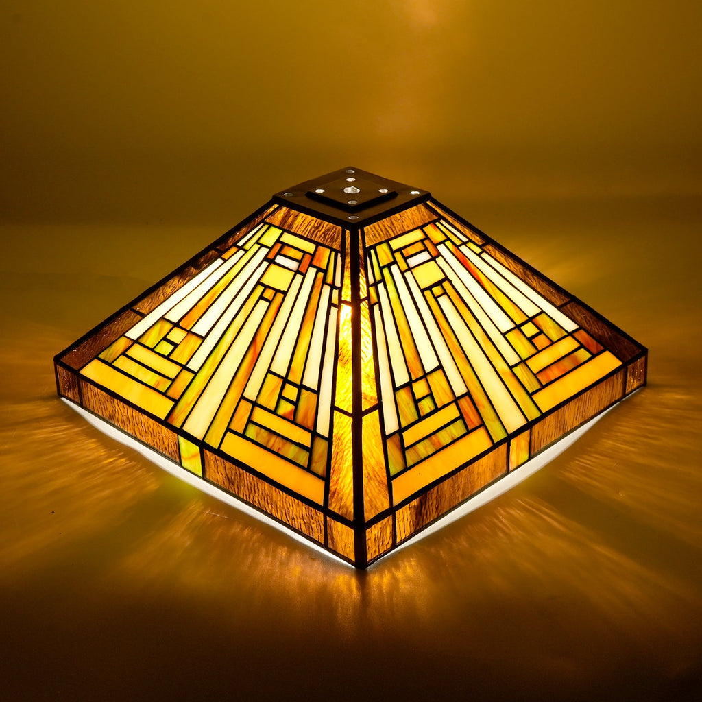 Amber Geometric Tinted Glass Lampshade