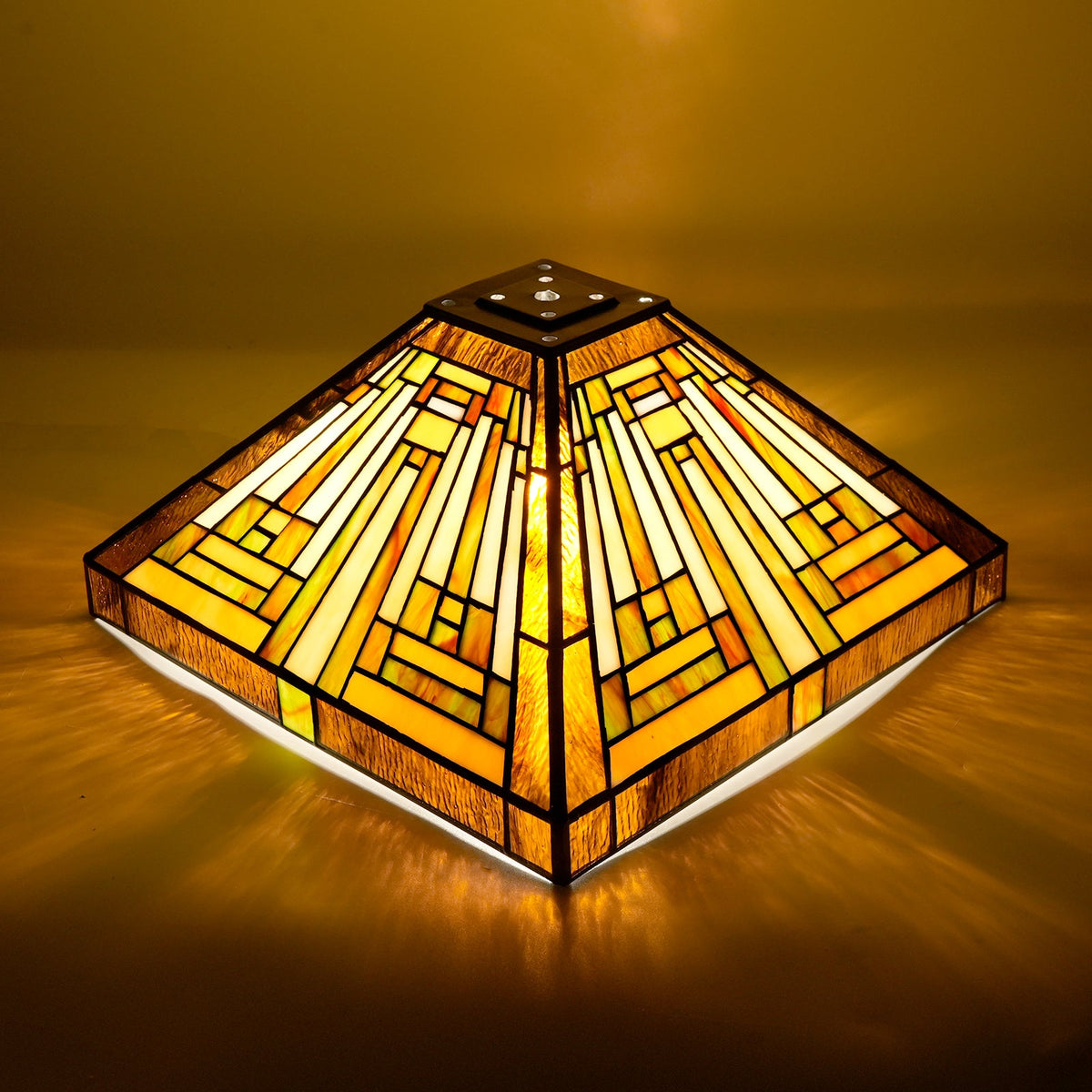 Amber Geometric Tinted Glass Lampshade