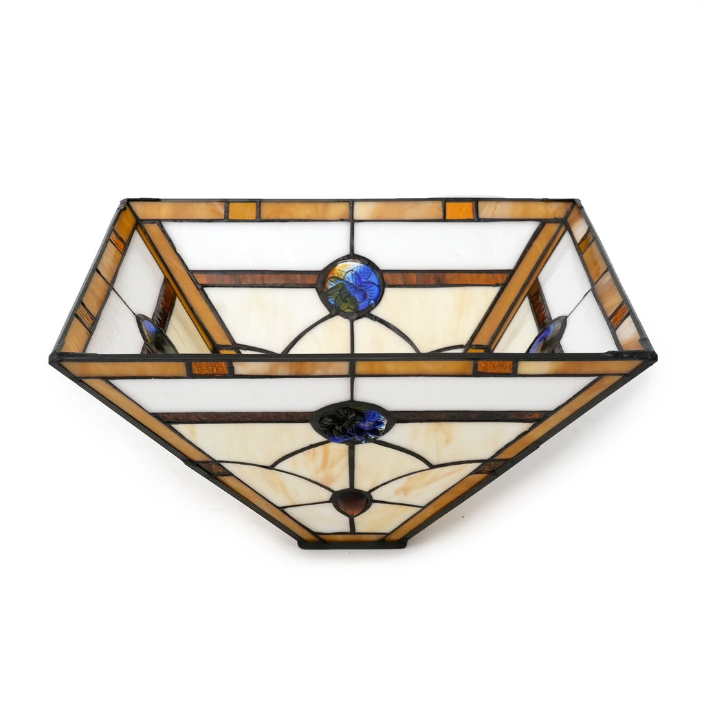 Square Amber and Floral Tiffany Style Lampshade