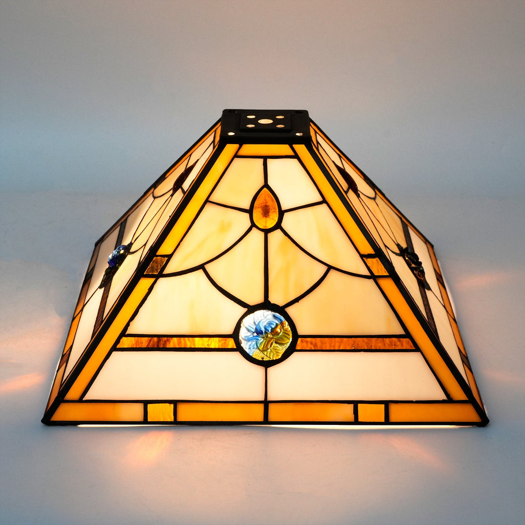 Square Amber and Floral Tiffany Style Lampshade