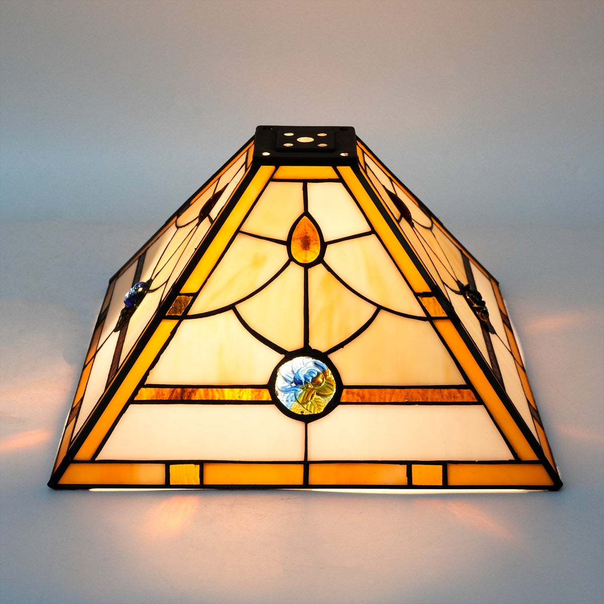 Square Amber and Floral Tiffany Style Lampshade