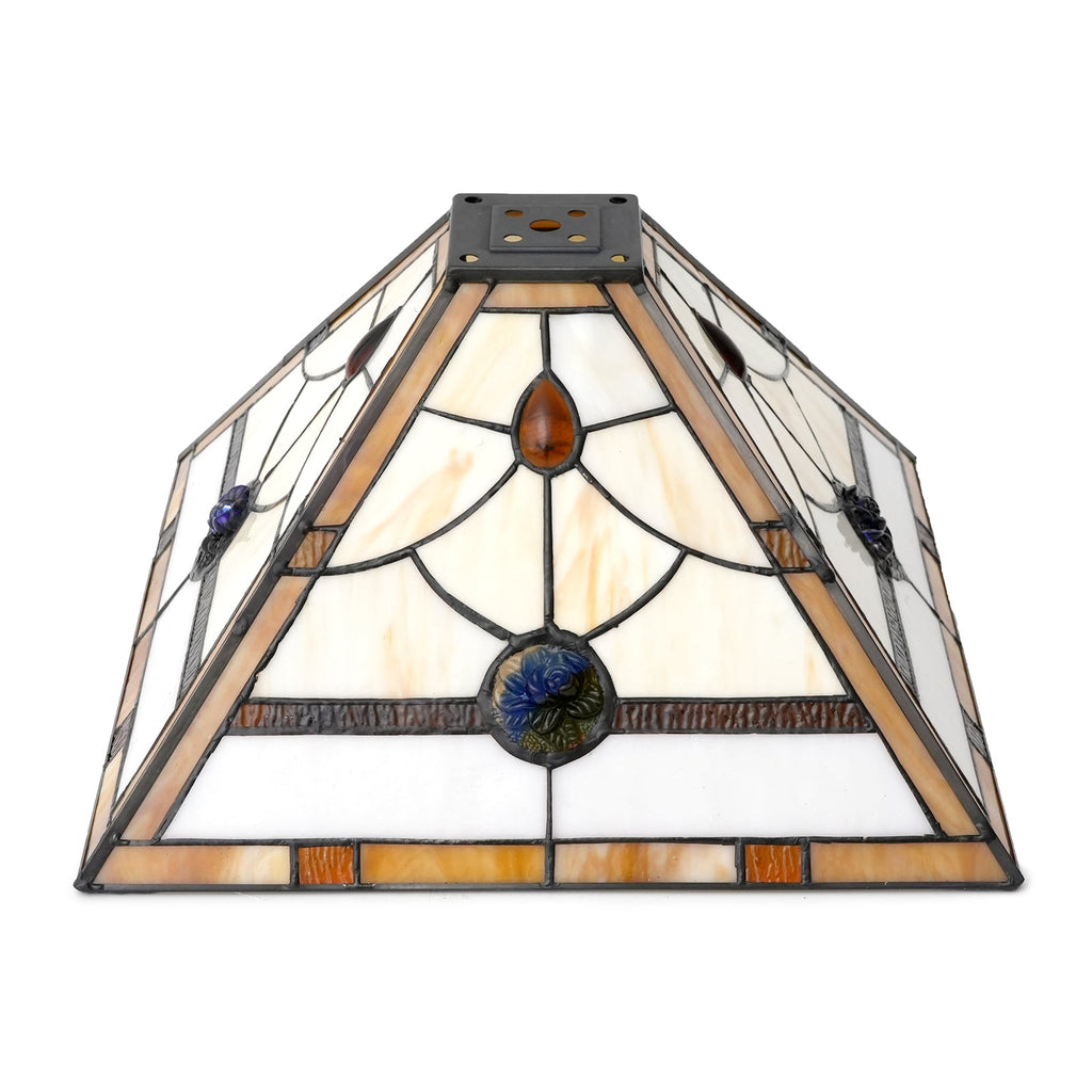 Square Amber and Floral Tiffany Style Lampshade