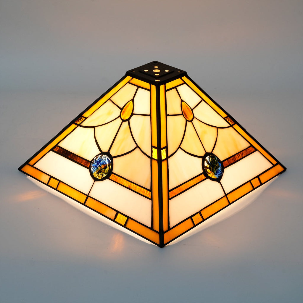 Square Amber and Floral Tiffany Style Lampshade