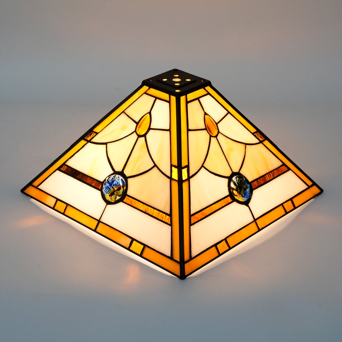 Square Amber and Floral Tiffany Style Lampshade