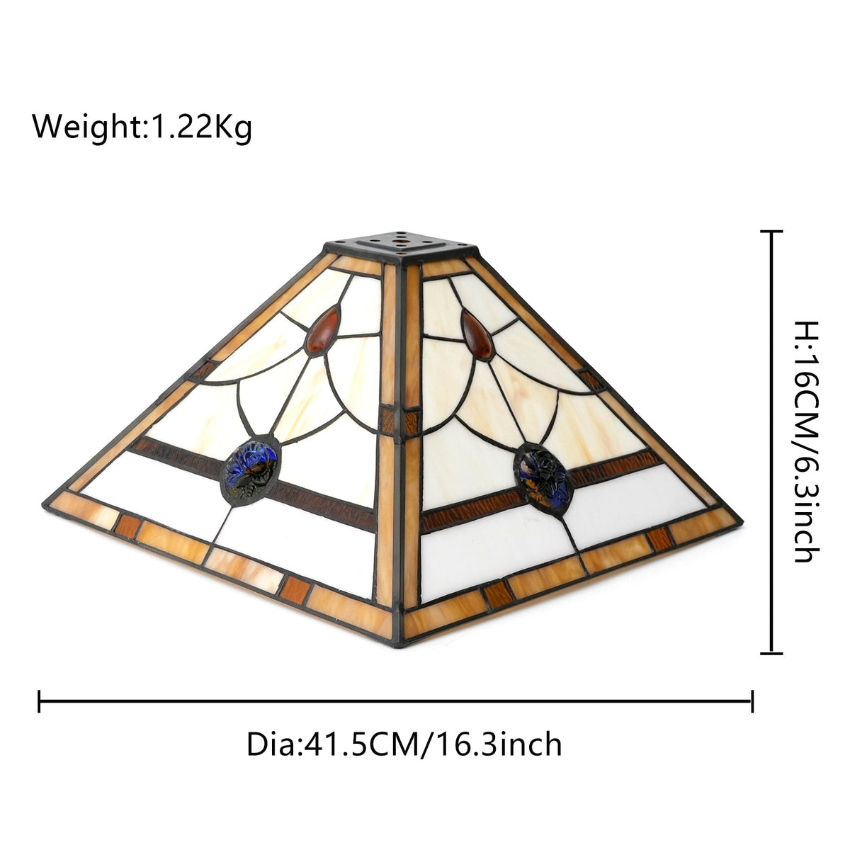 Square Amber and Floral Tiffany Style Lampshade