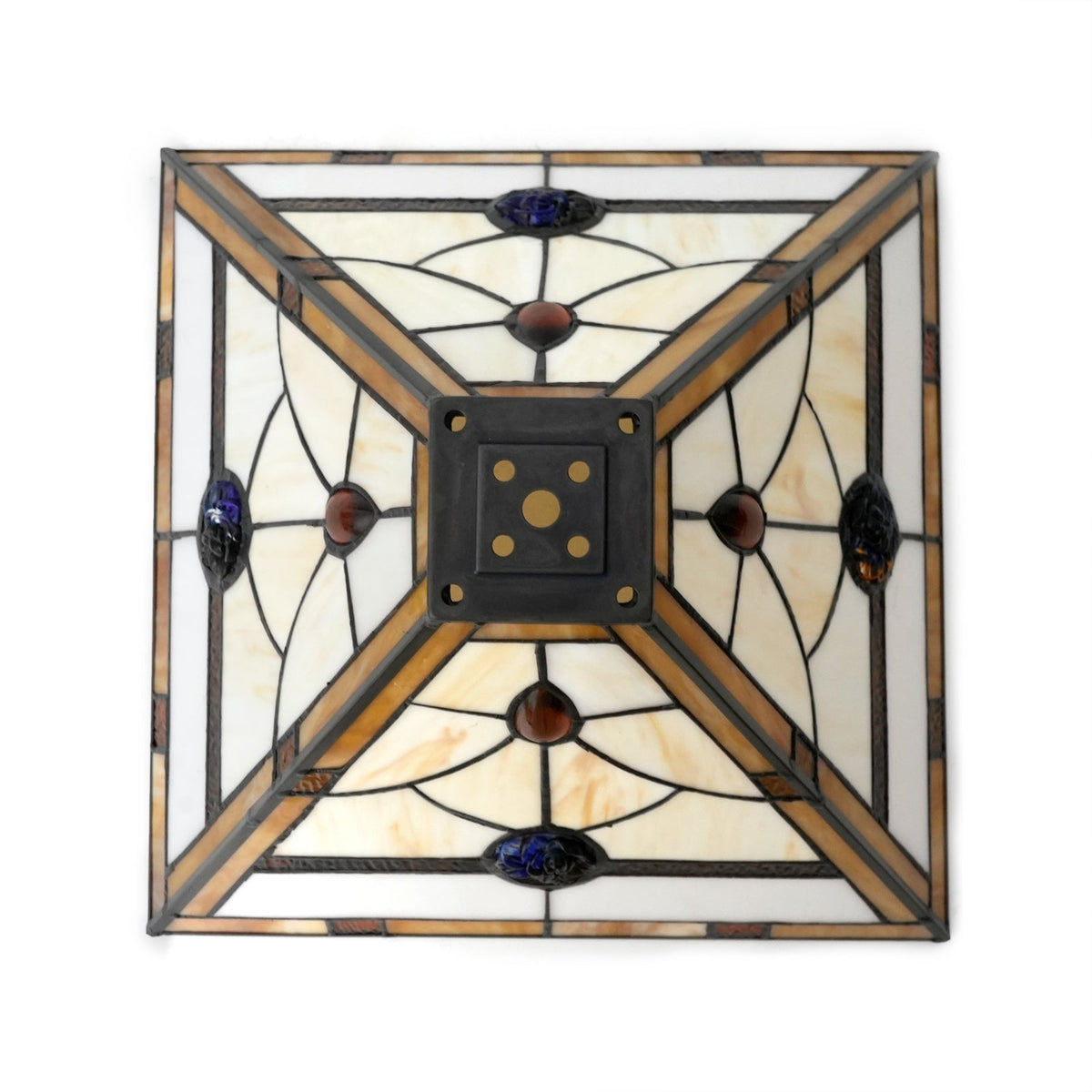 Square Amber and Floral Tiffany Style Lampshade