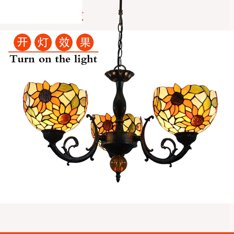 Tiffany 3-Light Sunflower Design Chandelier