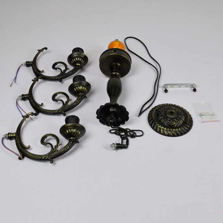Tiffany Style Stained Glass Ceiling Light with Grapes and Bronze