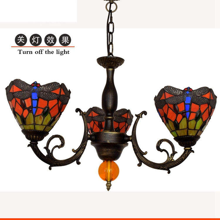 Tiffany Style Dragonfly Stained Glass Chandelier