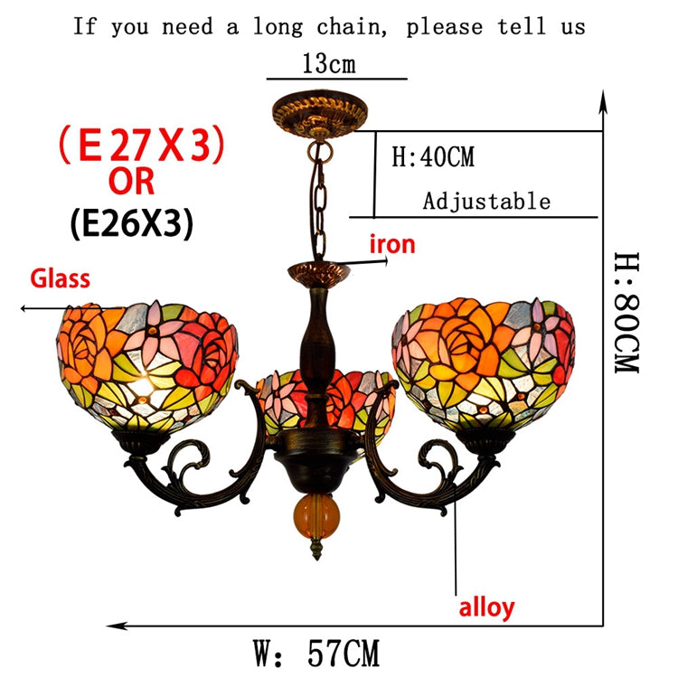 Tiffany Style Floral Stained Glass Chandelier