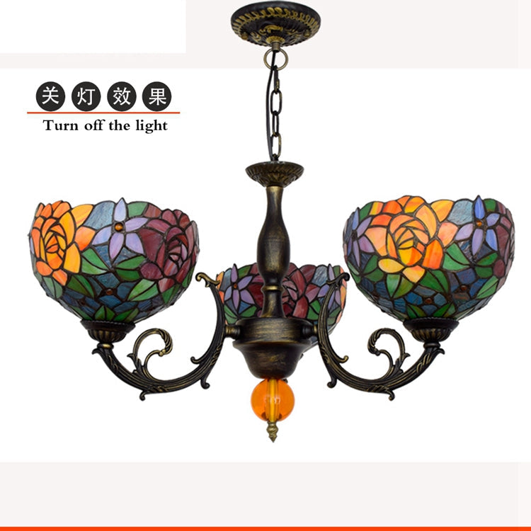 Tiffany Style Floral Stained Glass Chandelier
