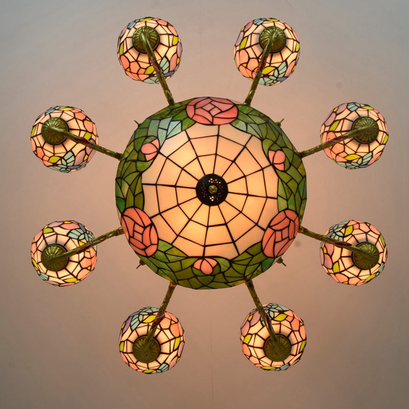 Tiffany Floral Multicolored 8-Arm Chandelier