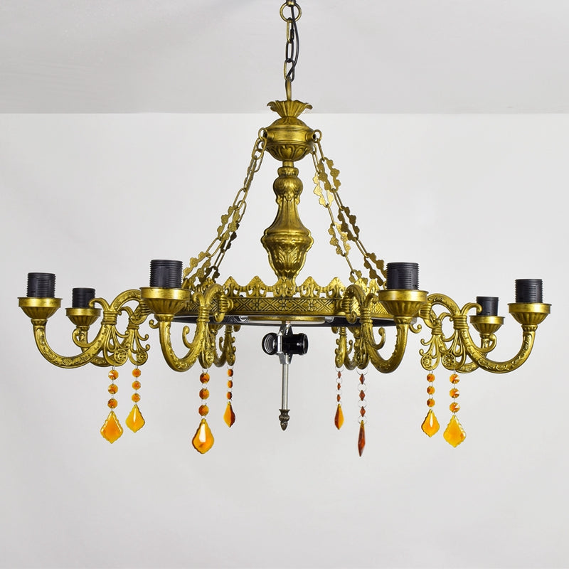 Tiffany Sunflower Chandelier in Glass and Bronze