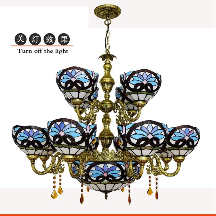 Tiffany Style 9-Light Stained Glass Chandelier