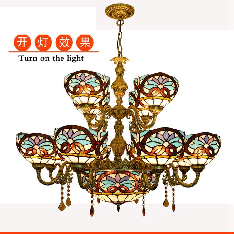 Tiffany Style 9-Light Stained Glass Chandelier