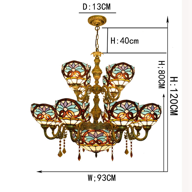 Tiffany Style 9-Light Stained Glass Chandelier