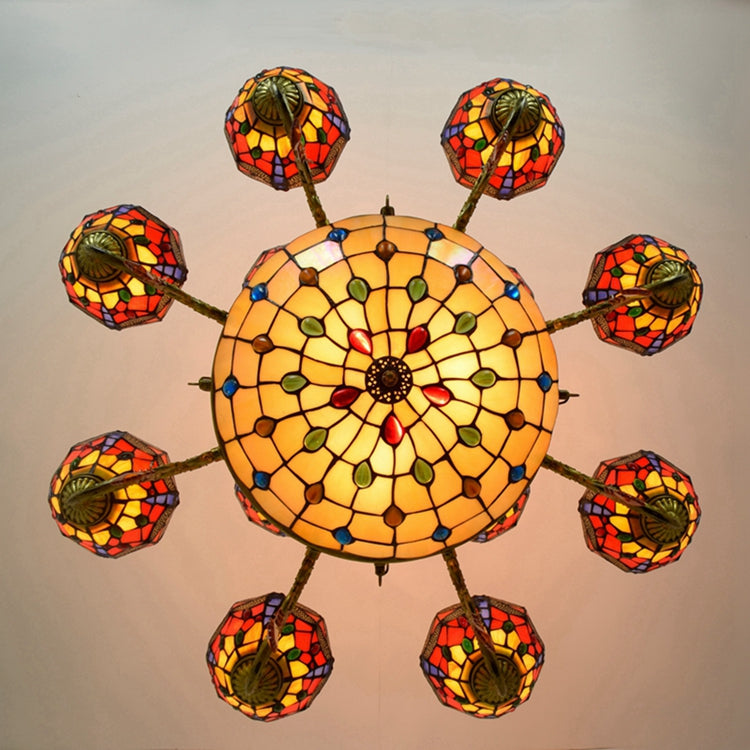Bronze Dragonfly Tiffany Stained Glass Chandelier