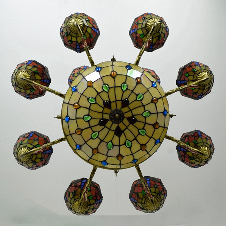 Bronze Dragonfly Tiffany Stained Glass Chandelier