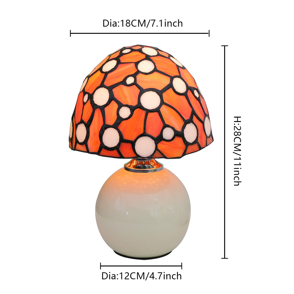 Mushroom Table Lamp, Orange and White Mosaic