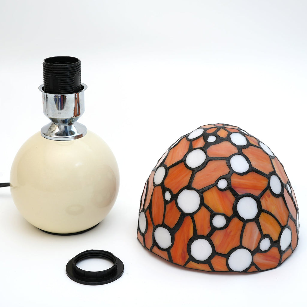 Mushroom Table Lamp, Orange and White Mosaic