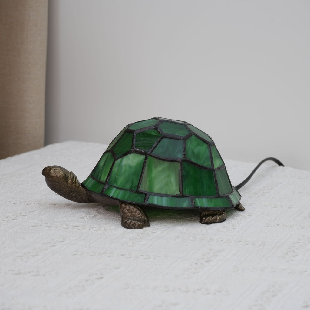 Tiffany Style Green Glass Turtle Bedside Lamp