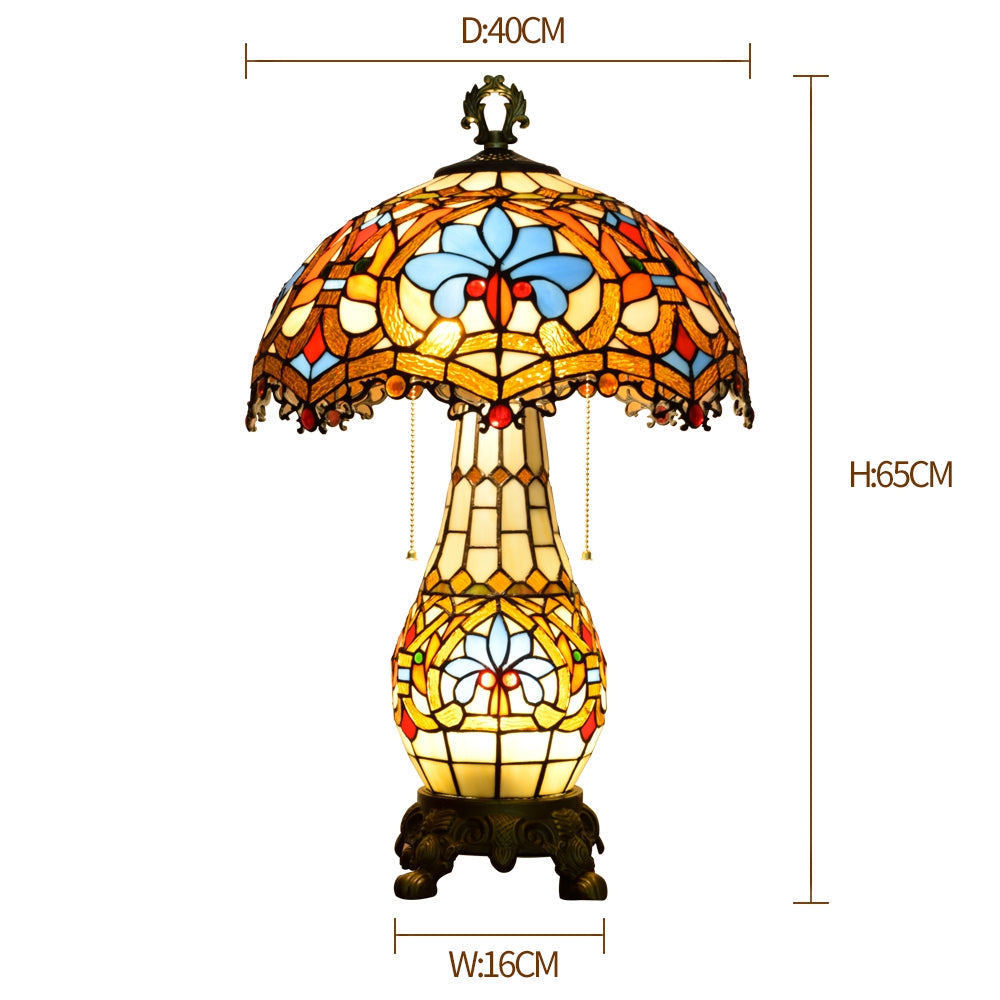 Tiffany Style Stained Glass Table Lamp and Butterfly