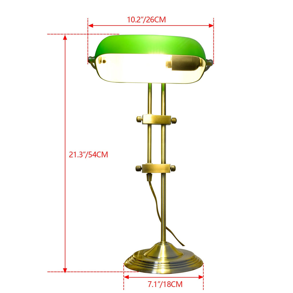 Vintage Desk Lamp in Antique Brass, Anise Green