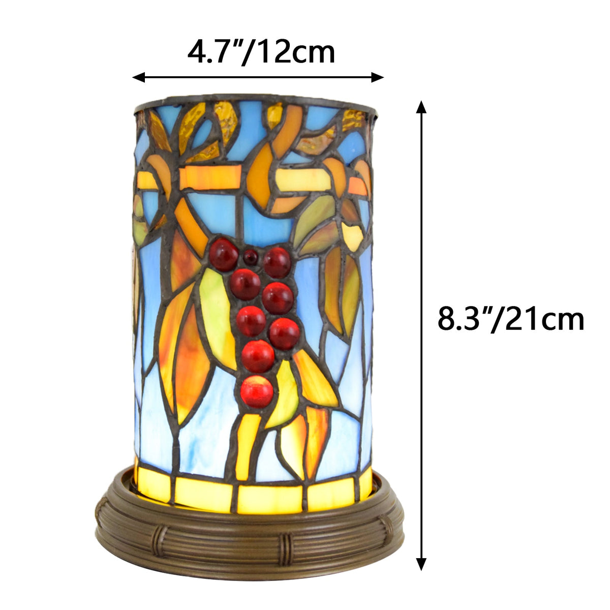 Tiffany Stained Glass Table Lamp with Berry Motifs
